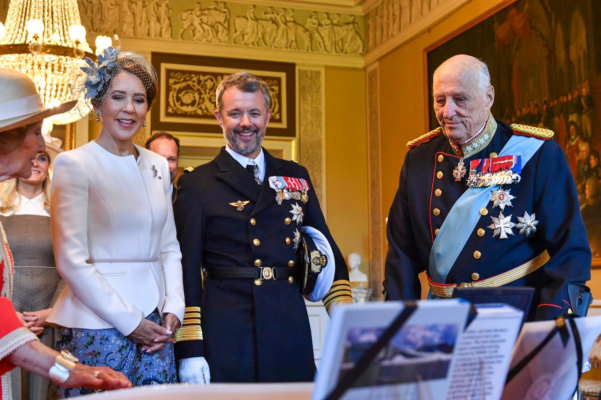Queen Sonja of Norway, Queen Mary of Denmark, King Frederik X of Denmark and King Harald V of Norway 