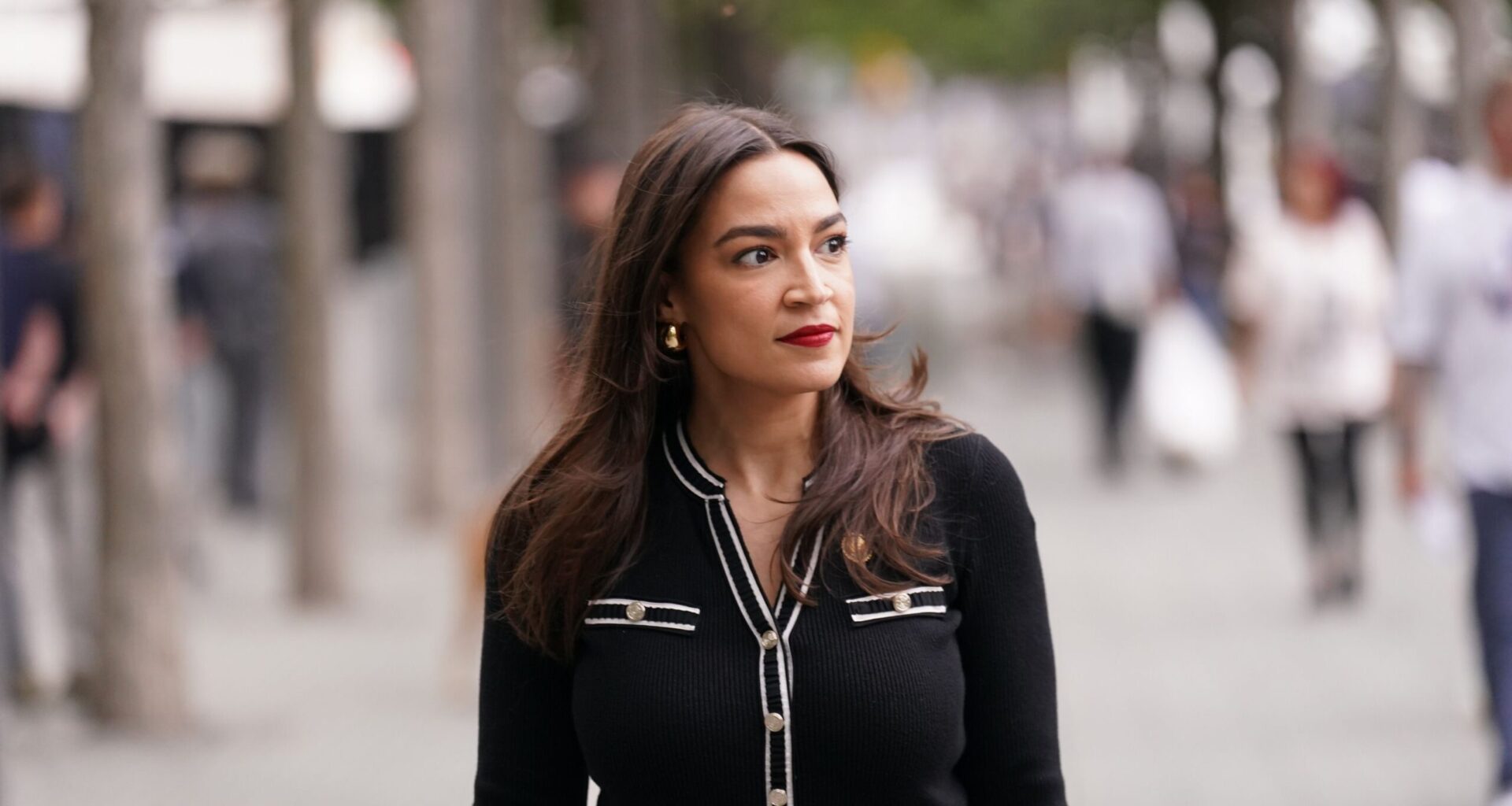 Adam Gray/Pool/Getty Images via CNN NewsourceRep. Alexandria Ocasio-Cortez (D-NY) arrives before a ceremony to commemorate the 25th anniversary of the September 11th terrorist attacks on the World Trade Center at the National 9/11 Memorial & Museum