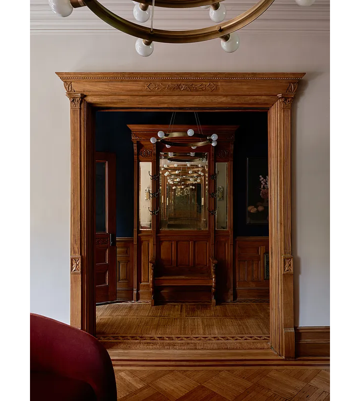 entry with mirror, wainscoting