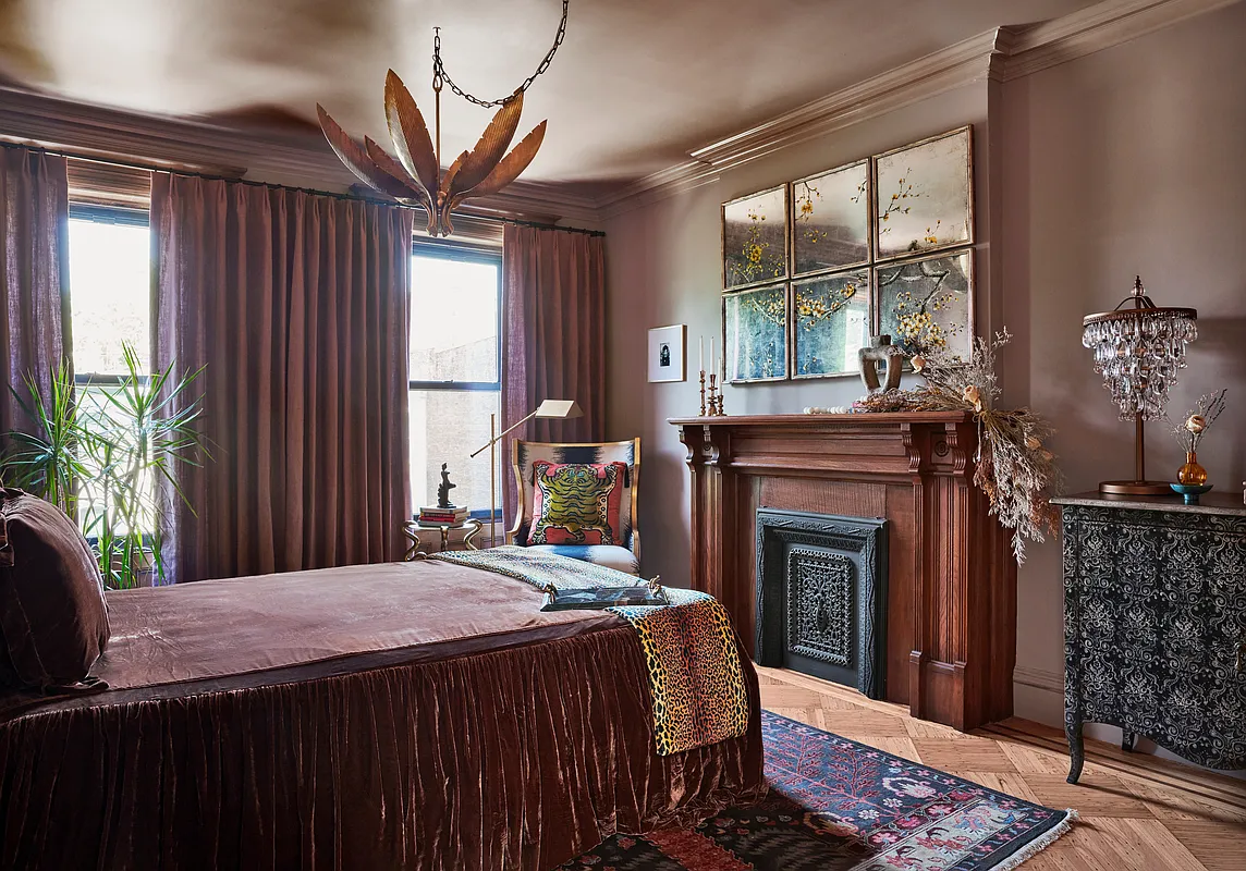 bedroom with mantel