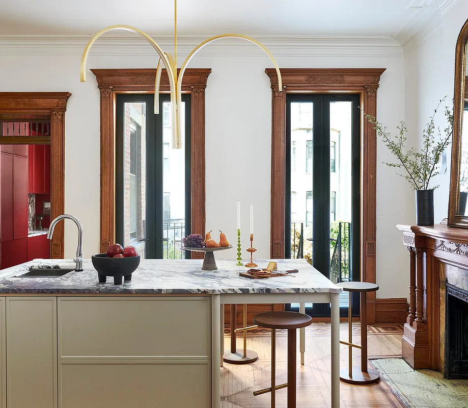 kitchen with marble island