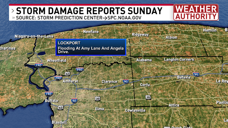 STORM DAMAGE MAP SUNDAY WNY