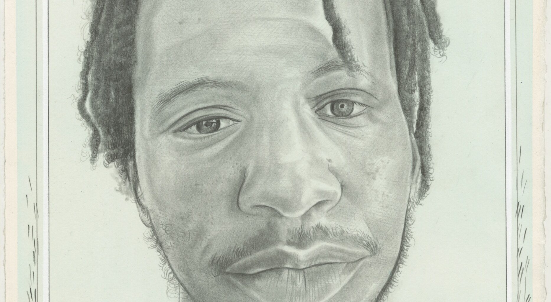 Portrait of Malcolm Peacock, pencil on paper by Phong H. Bui.