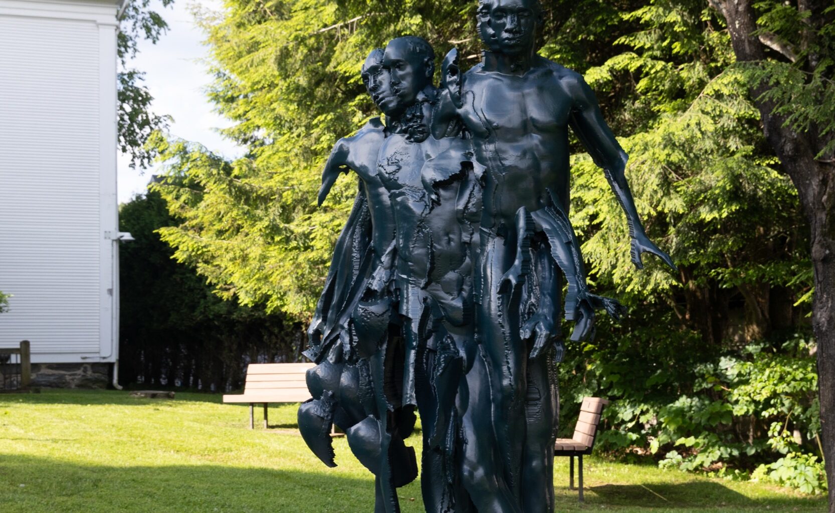 Miles Greenberg, Orpheus I, 2021. High-density urethane, steel, enamel, 80 ⅝ × 39 ⅜ × 52 inches. Courtesy the artist and the Current. Photo: Matt Neckers.