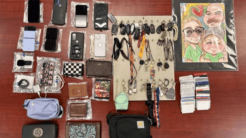 All of the lost items include cell phones, vehicle keys, credit cards, wallets, Apple Watches and a phone charger. A caricature of a family was also found. (PHOTO SOURCE: NEW YORK STATE POLICE)