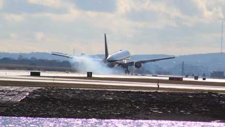 Delta Air Lines Airbus A330 and Boeing 767 jetliners were widely used on domestic routes to Boston Airport.