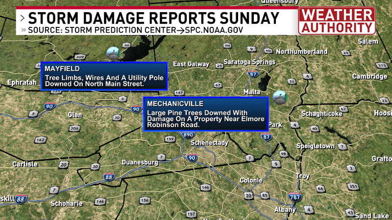 STORM DAMAGE MAP SUNDAY CAPITAL REGION