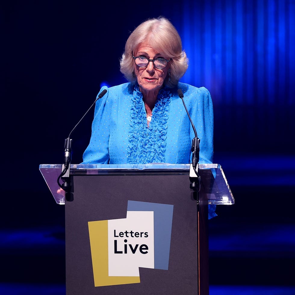 london, england september 03: queen camilla reads onstage during letters live 2026 at the royal festival hall on september 03, 2026 in london, england. (photo by chris jackson/getty images)