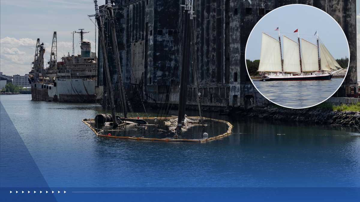 Historic Maine schooner remains sunk at bottom of New York canal