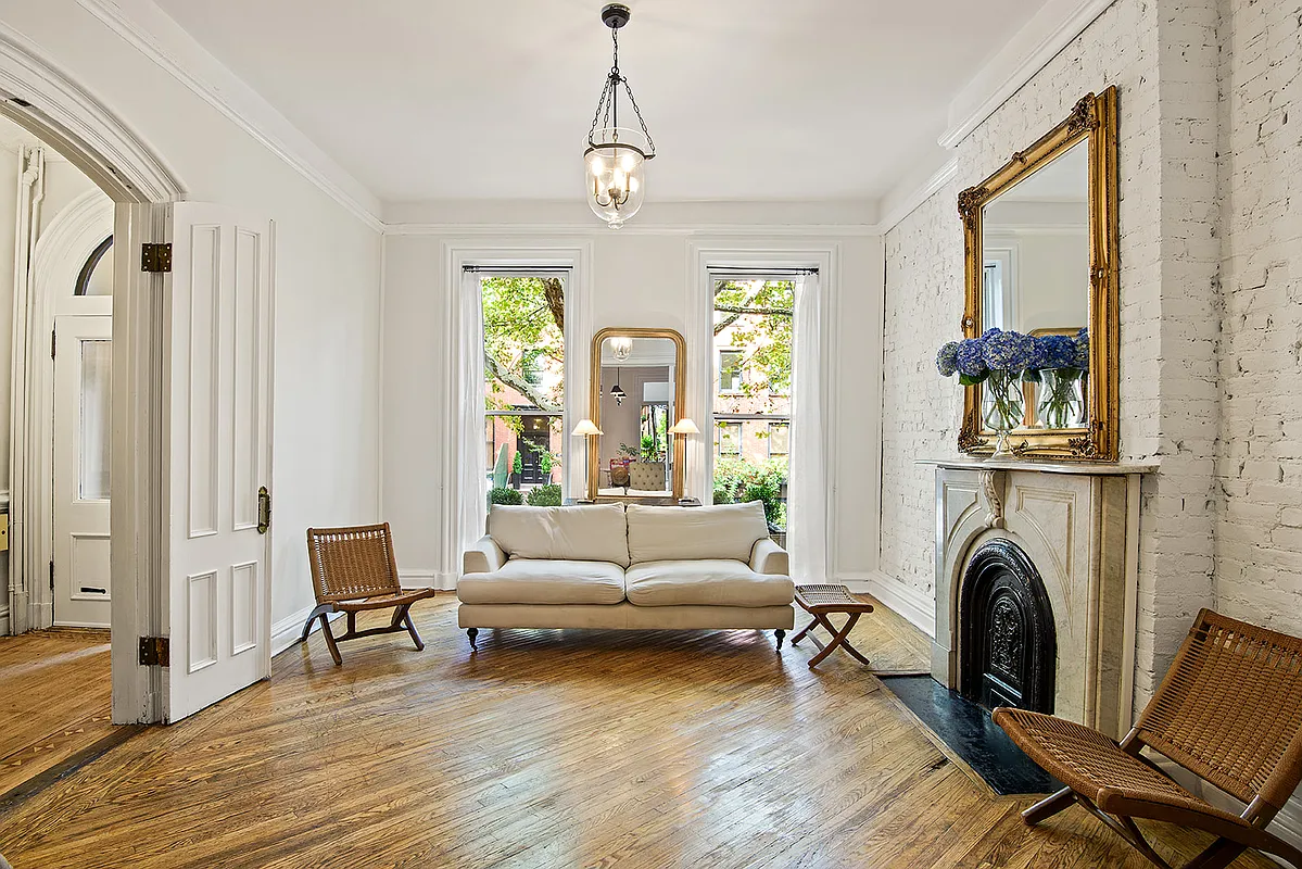 parlor with marble mantel