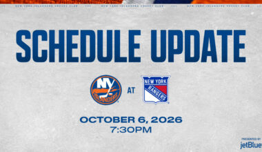 New York Islanders at New York Rangers Oct. 6 Start Time Updated