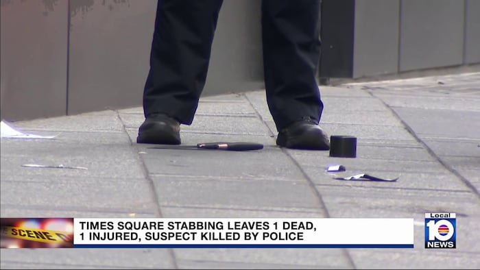 Woman randomly stabs 2 people in New York City's Times Square, killing 1, then is killed by police