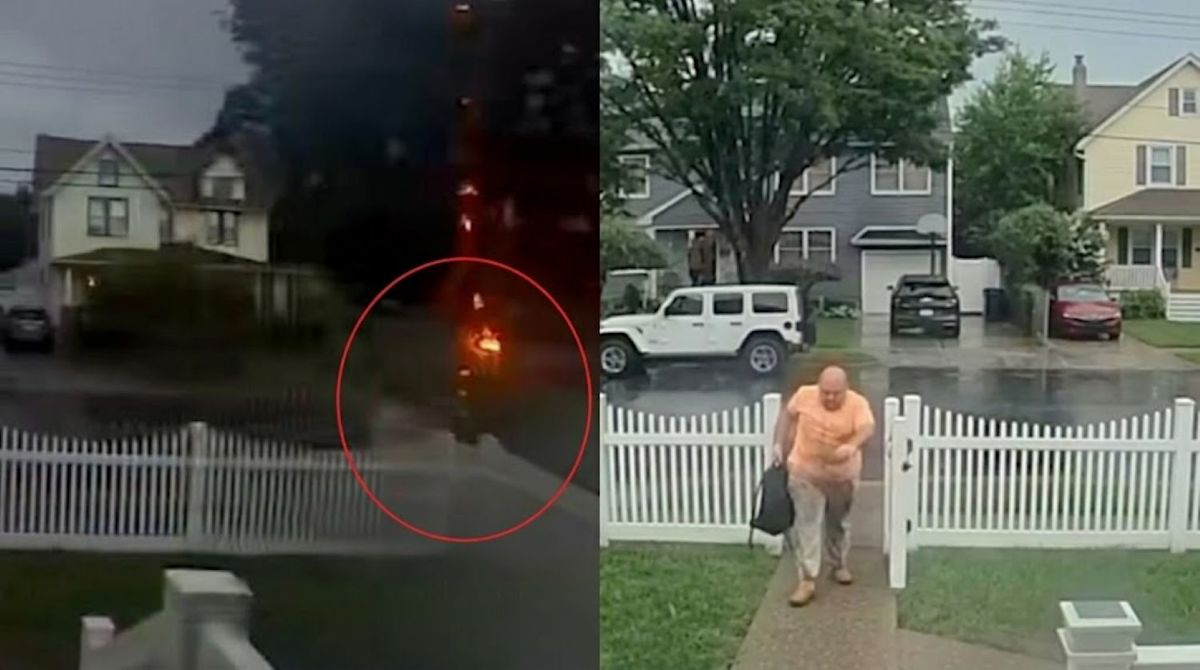 Staten Island Man Survives Lightning Strike Caught on Doorbell Camera