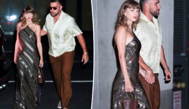 Taylor Swift and Travis Kelce match in silky stripes for NYC date night