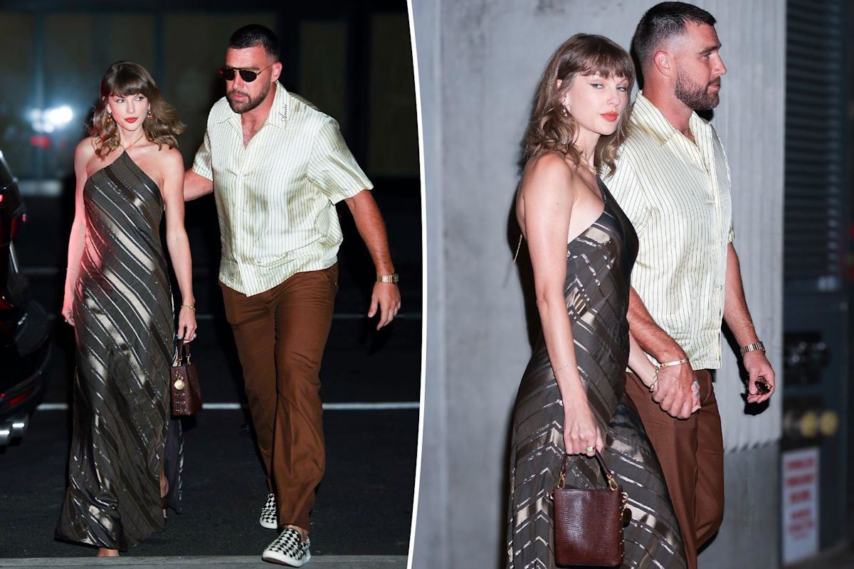 Taylor Swift and Travis Kelce match in silky stripes for NYC date night