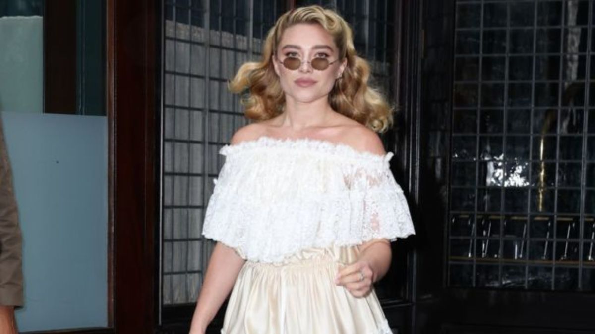 Florence Pugh’s Lacy Chloe Micro Minidress Rides High on Her Thighs in NYC