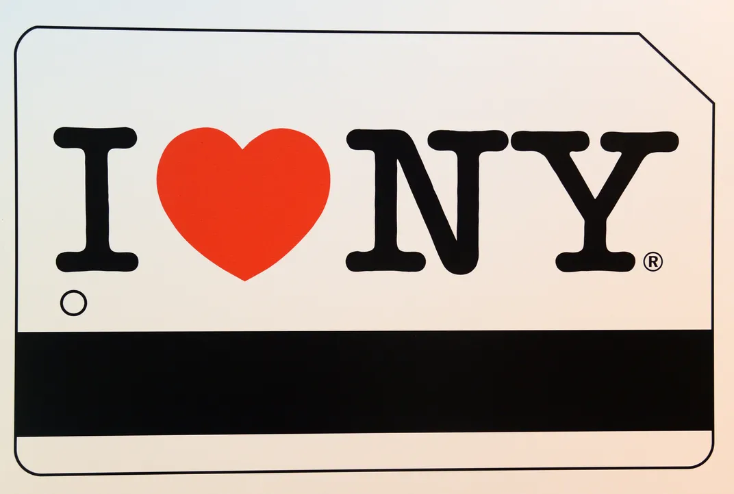 A MetroCard featuring the "I ♥ NY" branding