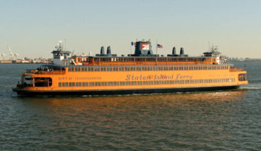 New York’s Staten Island Ferry runs 5.2 miles across the harbor for free, 24 hours a day; the 25-minute ride carries well over 16 million passengers a year