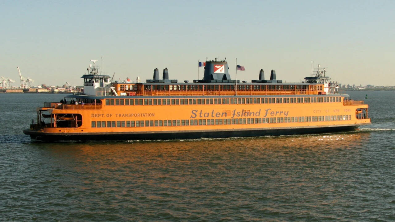 New York’s Staten Island Ferry runs 5.2 miles across the harbor for free, 24 hours a day; the 25-minute ride carries well over 16 million passengers a year