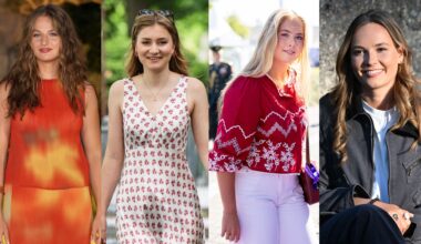 A four split image of Princess Leonor, Princess Elisabeth, Princess Catharina-Amalia and Crown Princess Ingrid Alexandra