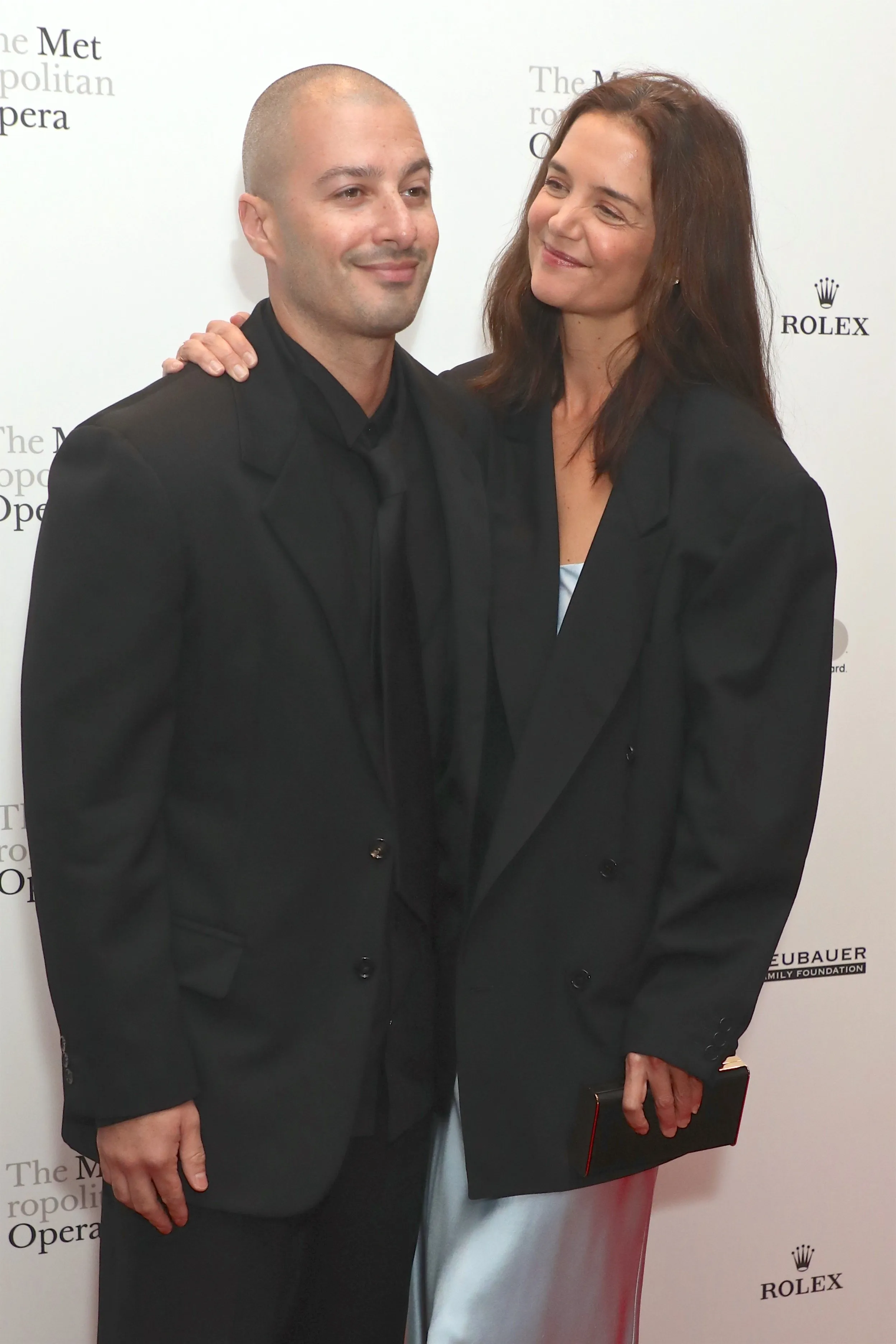 Jason Bard Yarmosky and Katie Holmes at the Macbeth 2026 Metropolitan Opera Opening Night Gala.