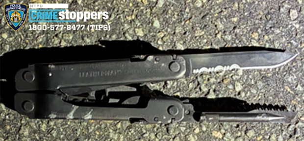 Police released an image of the knife they said officers recovered at the scene on the Brooklyn Bridge on Friday, September 4, 2026. (NYPD)