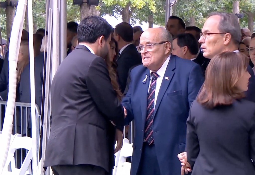 giuliani, mamdani shake hands at 9/11 service