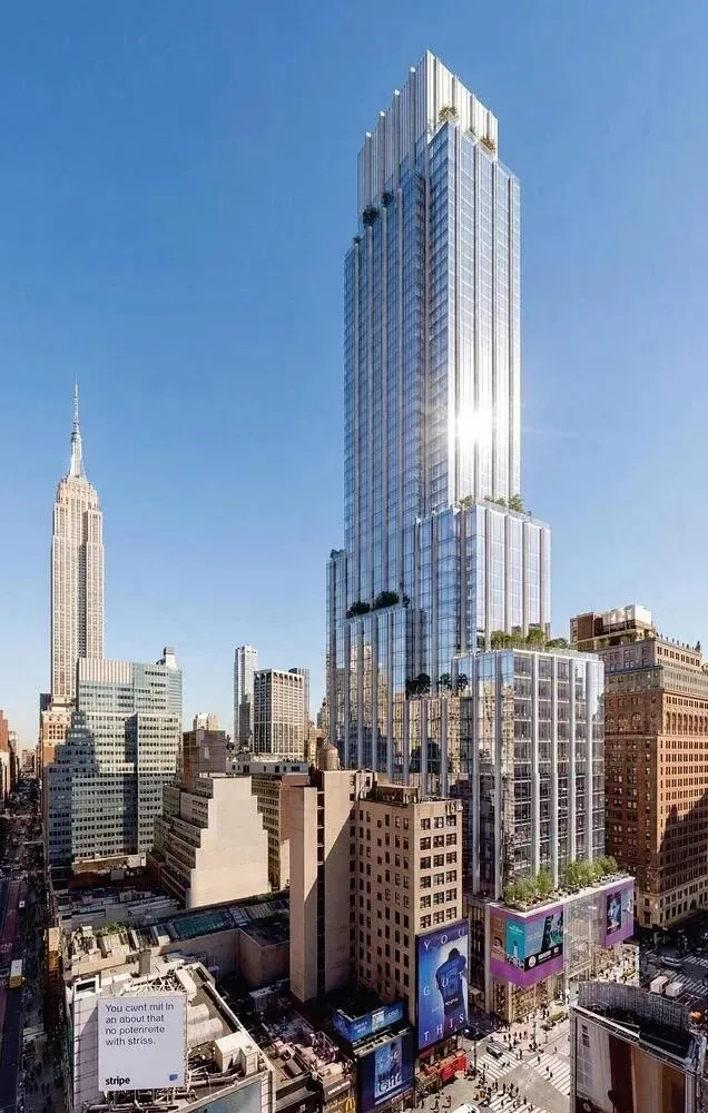 PENN15 skyscraper beside the Empire State Building, rendered perspective.