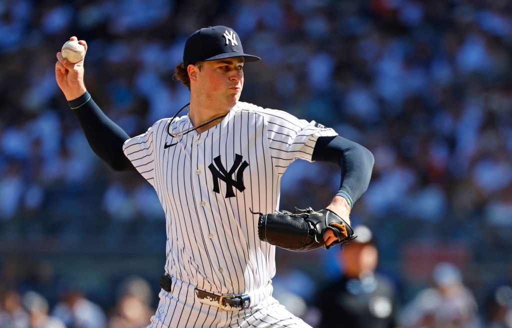 Yankees' Cam Schlittler delivers a pitch against the New York Mets during the third inning of an MLB baseball game Sunday, Sept. 13, 2026, in New York.