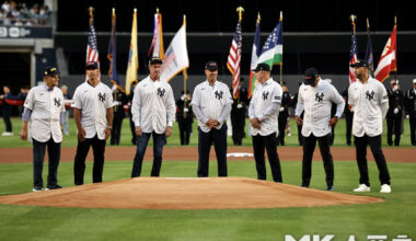 The game between the New York Mets and the New York Yankees at Yankee Stadium in the Bronx, New York..