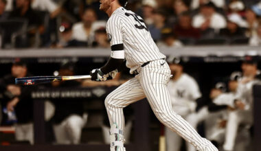 The game between the New York Mets and the New York Yankees at Yankee Stadium in the Bronx, New York..
