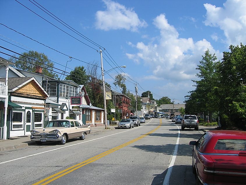 View of Main Street in North Creek, New York.