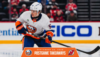 Takeaways: Islanders Fall to Devils 2-1 in Preseason Opener