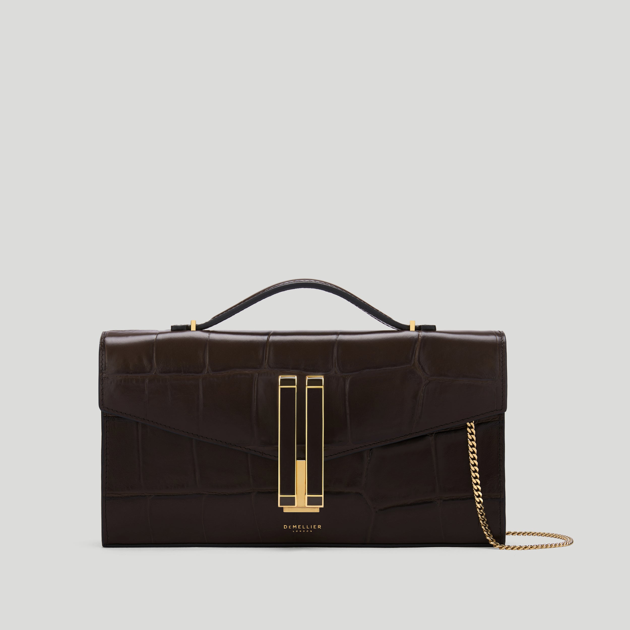 The Vancouver Clutch | Dark Chocolate Large Croc-Effect | Demellier