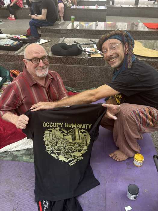 protestors in a park
