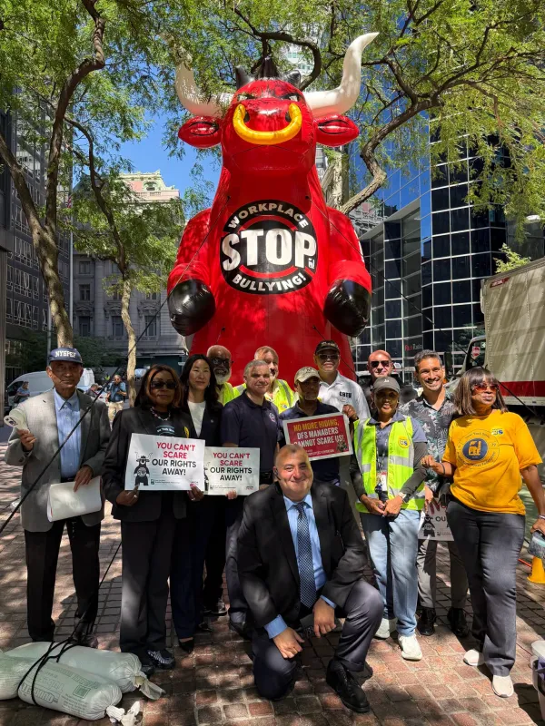 PEF Rally Calls out Bullying at Department of Financial Services in NYC