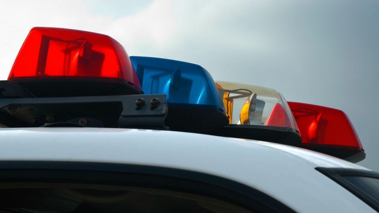 Close-up of the colorful lights on top of a police vehicle.