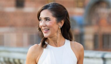 Queen Mary of Denmark wears Toni Maticevski at the 150th Anniversary of the Carlsberg Foundation at Frederiksborg Castle on Sept. 25 in Hillerød, Denmark.