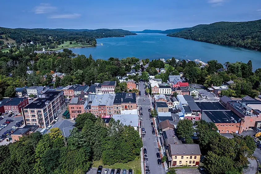 View overlooking Cooperstown and Otsego Lake, New York