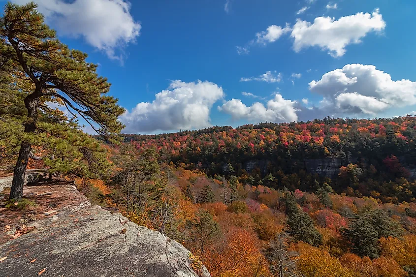 Minnewaska State Park Preserve in Kerhonkson, New York, with fall foliage