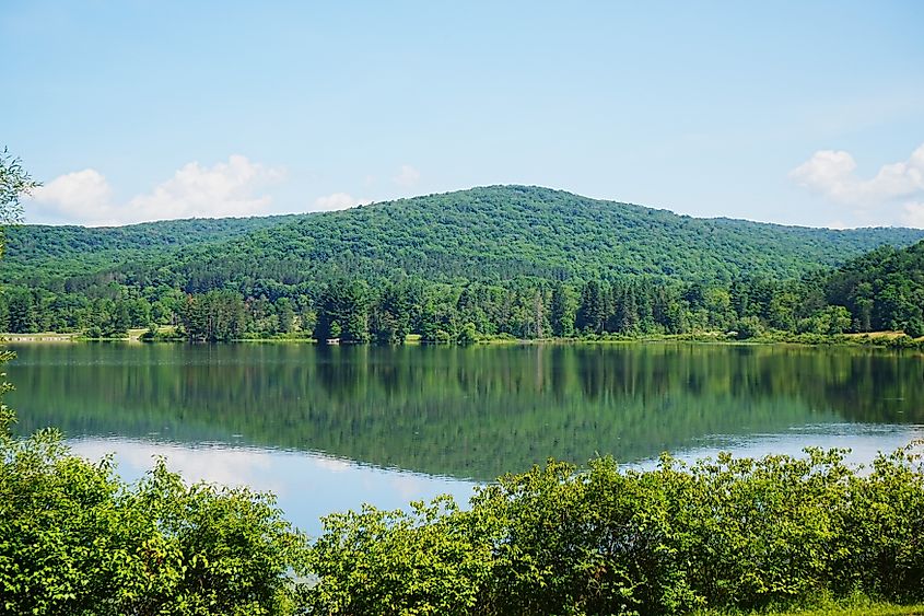 Red House Lake and visitor facilities at Allegany State Park, New York