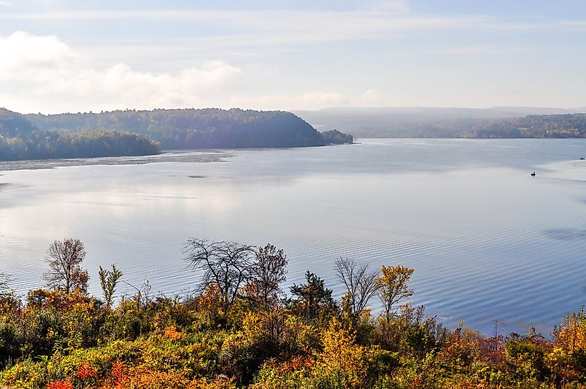 Lake Champlain, which forms the eastern edge of Rouses Point, New York.