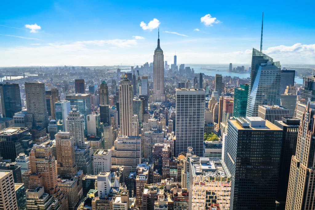 Beautiful skyline of Midtown Manhattan from Rockefeller Observatory - Top of the Rock - New York, USA