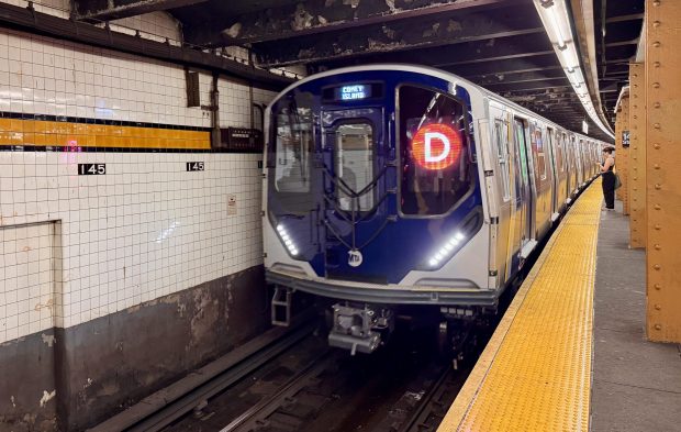 An MTA D train is pictured in New York City in July 2026. (Shutterstock)