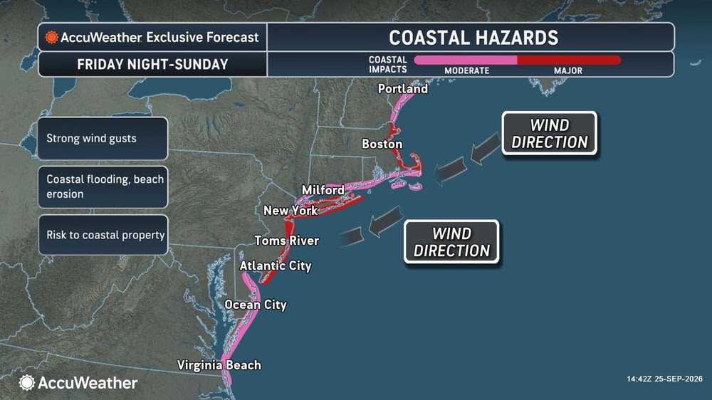 The storm path for the oncoming nor'easter