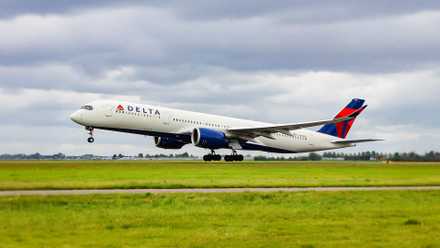 Delta Air Lines Airbus A350 taking off.