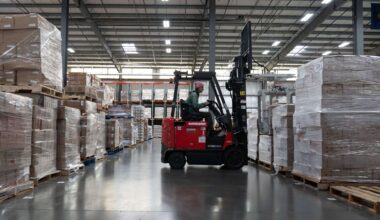 A warehouse worker prepares to move a pallet at the Oregon Food Bank in Portland, Ore., Wednesday, Oct. 29, 2025. (AP Photo/Jenny Kane)