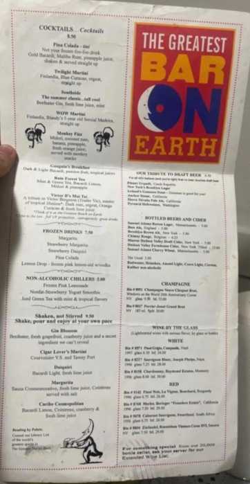 a drink menu