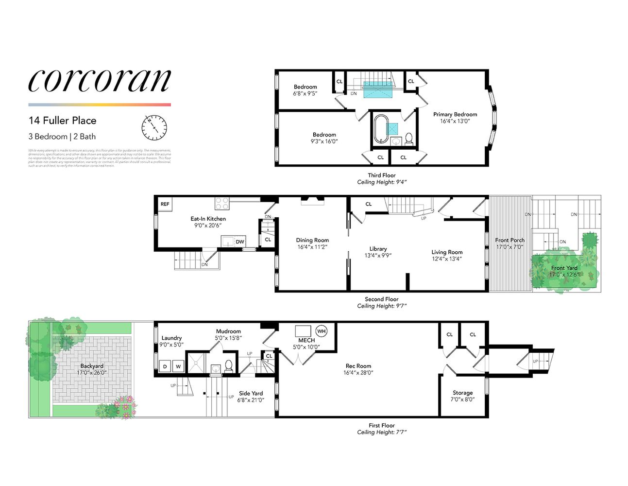 floorplans showing three bedrooms and two full baths