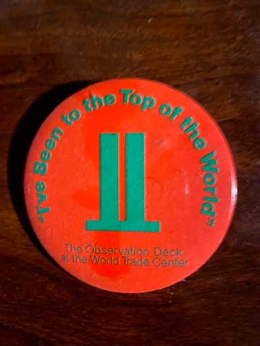 a pin from the original World Trade Center observation deck